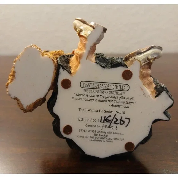 Boyds Bear Yesterdays Child Dollstone Lindsey Louise The Recital Figurine #68B5 - Picture 7 of 9